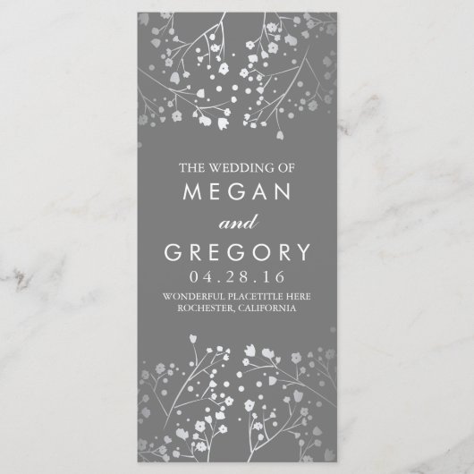 Baby's Breath Grey en Zilver Huwelijksprogramma Programma (Voorkant)