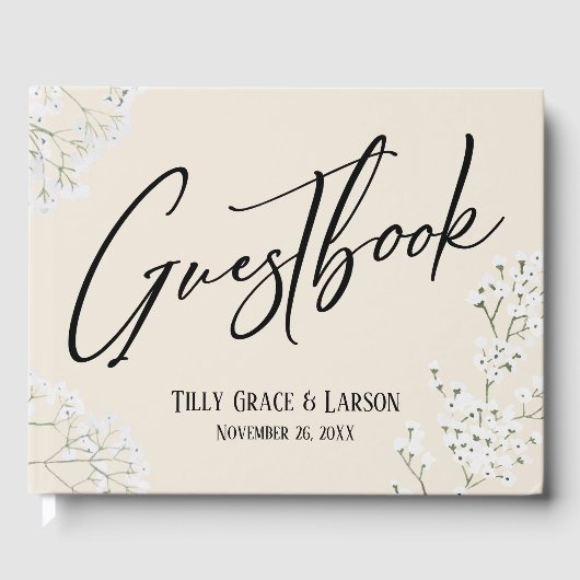 Baby's Breath Handschrift Cream Guestbook Gastenboek (Voorkant)