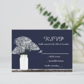 Baby's Breath in Mason Jar Rustieke RSVP Kaart (Staand voorkant)