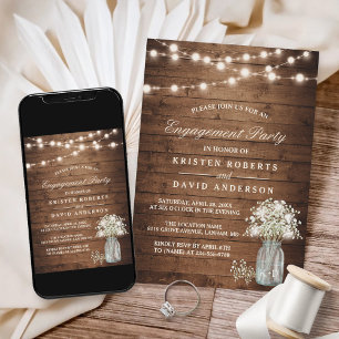 Baby's Breath in Metsen Pot Rustic Verlovingsfeest Kaart