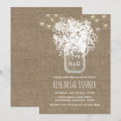 Baby's Breath Jar Rustic Wedding Rehearsal Dinner Kaart (Voorkant / Achterkant)