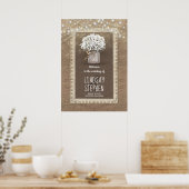 Baby's Breath Mason Jar en Burlap Wedding Welcome Poster (Keuken)