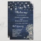 Baby's Breath Mason Jar Huwelijksceremonie Program (Voorkant / Achterkant)