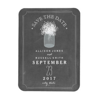 Baby's Breath Mason Jar krijtbord Save The Date Magneet