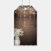 Baby's Breath Mason Jar Lights & Wood Bruiloft Cadeaulabel (Achterkant)