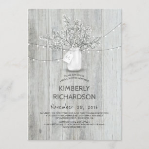 Baby's Breath Mason Jar Rustic Barn Vrijgezellenfe Kaart
