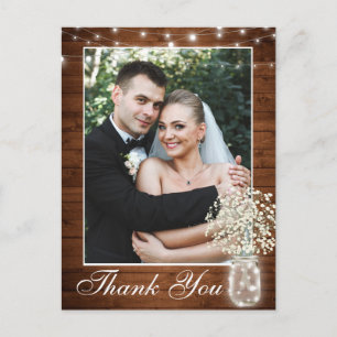 Baby's Breath Mason Jar Rustic Foto Briefkaart