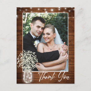 Baby's Breath Mason Jar Rustic Foto Briefkaart