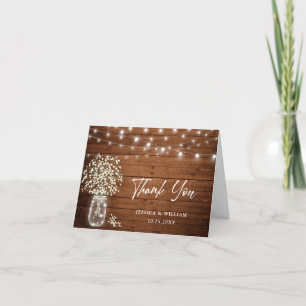 Baby's Breath Mason Jar Rustic Waterverf Bedankkaart