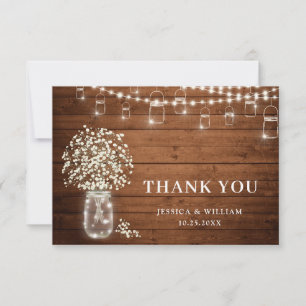 Baby's Breath Mason Jar Rustic Waterverf Bedankkaart