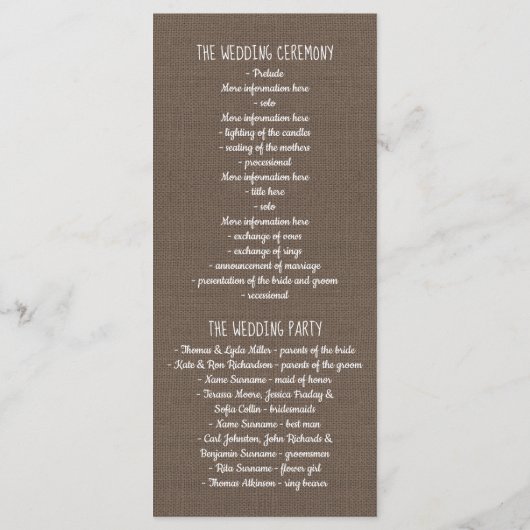 Baby's Breath Mason Jar Rustic Wedding Program Programma (Achterkant)