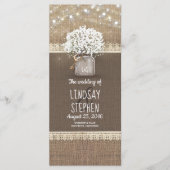 Baby's Breath Mason Jar Rustic Wedding Program Programma (Voorkant)