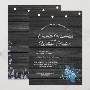 Baby's Breath Mason Jar Rustic Wood Wedding Invita Kaart