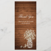 Baby's Breath Mason Jar Rustiek Bruiloft Diner Menu (Achterkant)