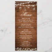 Baby's Breath Mason Jar Rustiek Bruiloft Diner Menu (Voorkant)
