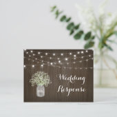 Babys Breath Mason Jar Rustieke Lichten Bruiloft R Briefkaart (Staand voorkant)