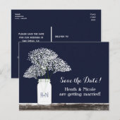 Baby's Breath Mason Jar Save The Date ansichtkaart Aankondigingskaart (Voorkant / Achterkant)