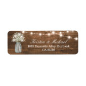 Baby's Breath Mason Jar String Lights Rustic Wood Etiket (Voorkant)