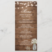 Baby's Breath Mason Jar String Lights Wedding Menu (Voorkant)