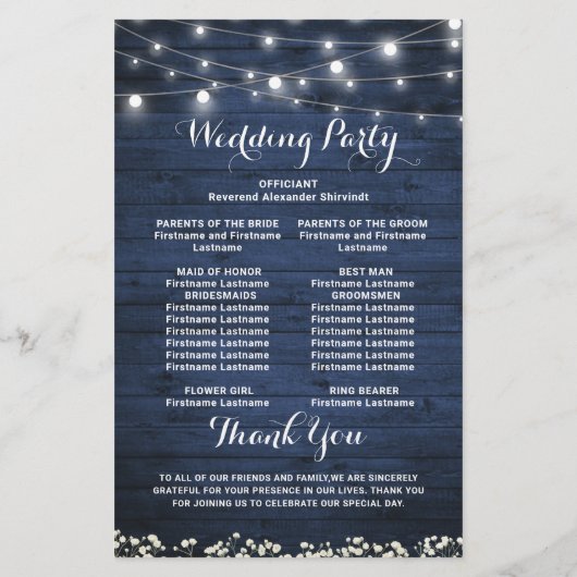 Baby's Breath Mason Jar Wedding Ceremony Program (Achterkant)