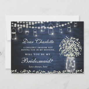 Baby's Breath Mason Jar... zal je mijn Bridesmaid  Kaart