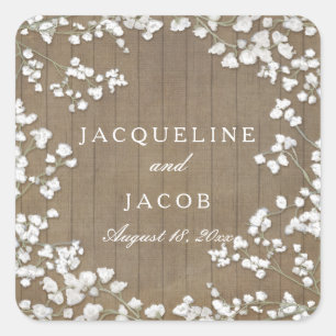 Baby's Breath Modern Rustiek Land Westerne krans Vierkante Sticker