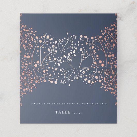 Baby's Breath Navy Blauw en Roos Gouden Bruiloft (Buitenkant ongevouwen)