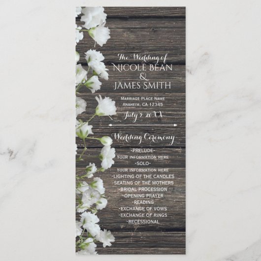 Baby's Breath on Rustic Wood Country-programma Programma (Voorkant)