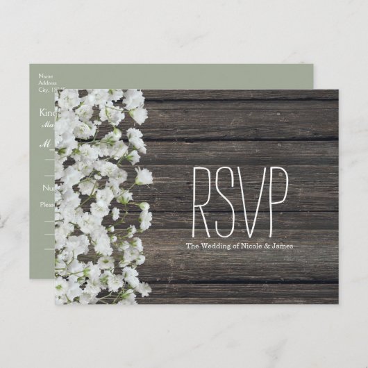 Baby's Breath op Rustieke Wood Country Bruiloft Briefkaart (Voorkant / Achterkant)