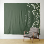 Baby's Breath op Sage Green Wedding Achtergrond Wandkleed (In Situ (horizontaal))