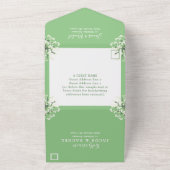 Baby's Breath op Sage Groene Bloemen Lente Bruilof All In One Uitnodiging (Buitenkant)