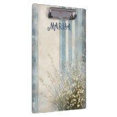 Baby's Breath op vervaagde blauwe strepen Klembord (Rechts)