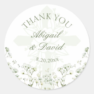 Baby's Breath Religieuze Trouwdag Ronde Sticker