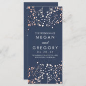 Baby's Breath Roos Gold en Navy huwelijksprogramma Programma (Voorkant / Achterkant)