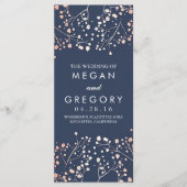 Baby's Breath Roos Gold en Navy huwelijksprogramma Programma (Voorkant)