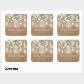 Baby's Breath Rustic Burlap Wedding Vierkante Sticker (Vel)