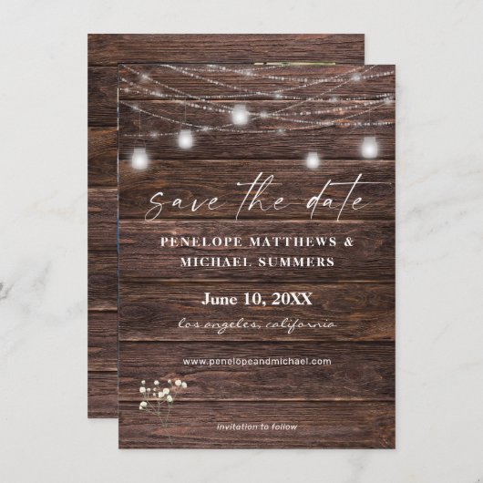 Baby's Breath Rustic Foto Save The Date (Voorkant / Achterkant)