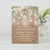 Baby's Breath Rustic Jute Bruiloft Kaart (Staand voorkant)