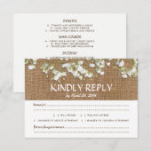 Baby's Breath Rustic Trouwfeest RSVP Menu Keuze (Voorkant / Achterkant)