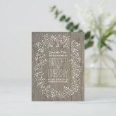 Baby's Breath Rustic Wood Save the Date Aankondigingskaart (Staand voorkant)