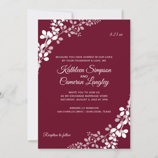 Baby's Breath Rustiek Houten Bruiloft | Marsala Kaart (Voorkant)