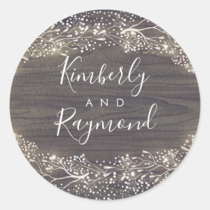 Baby's Breath Rustiek Land Bloemen Bruiloft Ronde Sticker