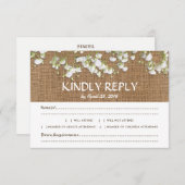 Baby's Breath Rustieke Bruiloft RSVP Menu Keuze (Voorkant / Achterkant)