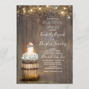 Baby's Breath rustieke lantaarn repetitie diner Kaart