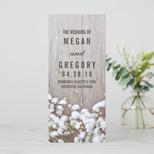 Baby's Breath Rustieke Trouwprogramma's Programma (Staand voorkant)