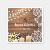 Baby's Breath & String Lights Rustieke Houten Brui Servet (Voorkant)