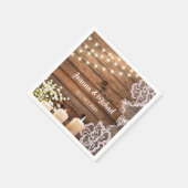 Baby's Breath & String Lights Rustieke Houten Brui Servet (Hoek)