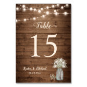 Baby's Breath String Lights Wedding Table Number Kaart (Achterkant)