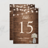 Baby's Breath String Lights Wedding Table Number RSVP Kaartje (Voorkant / Achterkant)