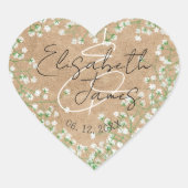 Baby's Breath Watercolor Bloemen Rustieke Boho Chi Hart Sticker (Voorkant)
